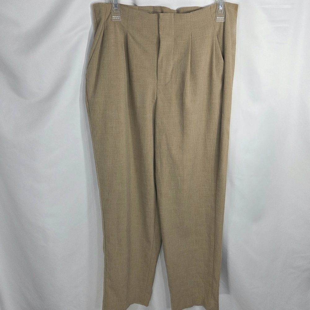 a new day Tan / Brown High Rise Pleated Front Straight Leg Dress Pants Size 10